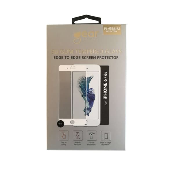 Gear Härdat Glas 3D Gum Full Cover Vit iPhone6