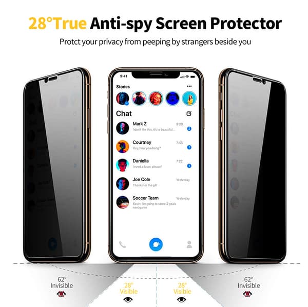 iPhone 11 - Anti-Spy Härdat Glas Skärmskydd