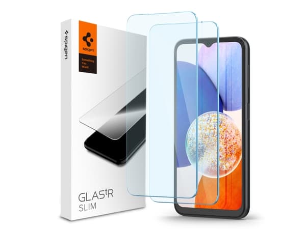Spigen Glas.tR Slim, Samlex, Galaxy A14 4G / A14 5G, Transparent, 2 styck