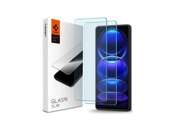 Spigen GLAS.tR Slim, POCO, POCO X5 Pro 5G / Redmi Note 12 Pro+ 5G / Note 12 Pro 5G, Reptålig, Transparent, 2 styck