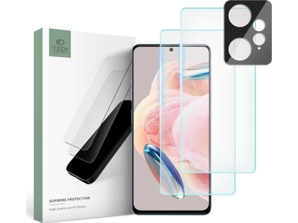 Tech-Protect Härdat glas + för kameralinser Tech-Protect Supreme Set Xiaomi Redmi Note 12 LTE Clear [2+1 PACK]