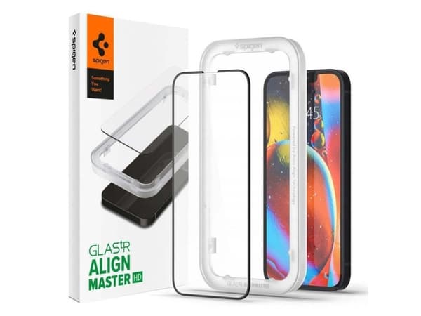 Spigen Glas.tR AlignMaster, Apple, iPhone 13 Pro / iPhone 13, Sort, Gjennomsiktig, 1 stykker