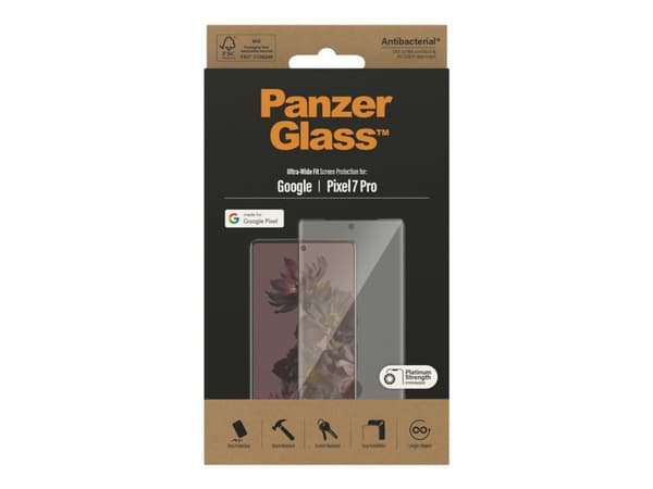 PanzerGlass - Skjermbeskyttelse for mobiltelefon - ultrabred passform - glass - rammefarge svart - for Google Pixel 7 Pro