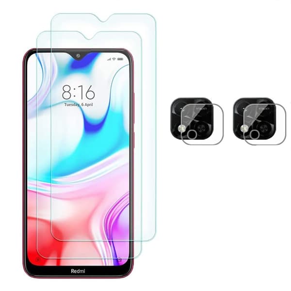 2-PACK Xiaomi Redmi 9C NFC Sk�rmskydd Kameralinsskydd 0,3mm