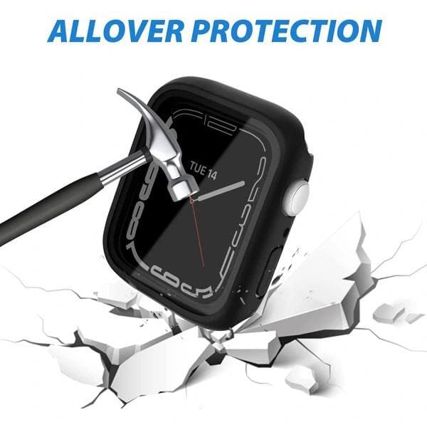 2-Pack Apple Watch 7/8/9 41mm Skal med Skärmskydd i Härdat Glas - Svart