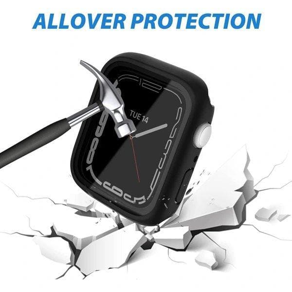 2-Pack Apple Watch 7/8/9 41mm Skal med Skärmskydd i Härdat Glas - Svart