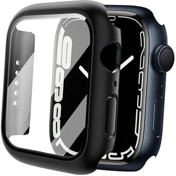 2-Pack Apple Watch 7/8/9 41mm Skal med Skärmskydd i Härdat Glas - Svart