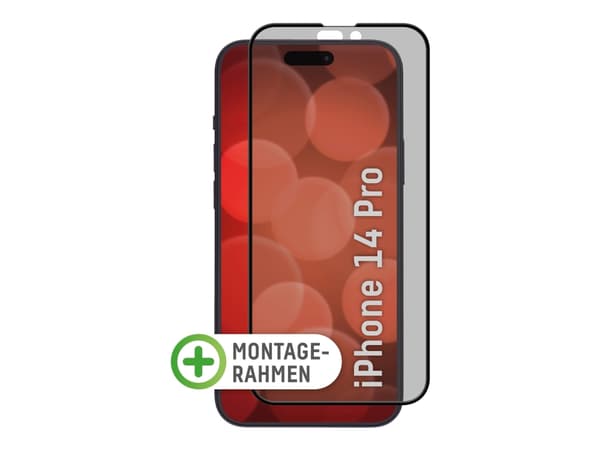 DISPLEX Real Glass - Skjermbeskyttelse for mobiltelefon - 3D - glass - med personvernsfilter - 2-veis - klebemiddel - rammefarge svart - for Apple iP