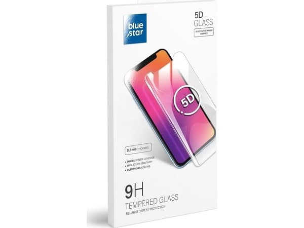 Blue Star 5D karkaistu lasi - Samsung Galaxy S21 Ultra (täysi liima/koteloystävällinen) - musta