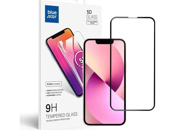 Blue Star 5D härdat glas - för iPhone 13 mini 5,4" (hellimning) svart
