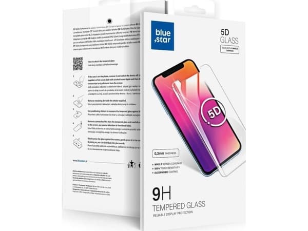 Blue Star 5D härdat glas - för Samsung A23 5G (helt lim-/fodralvänligt) - svart