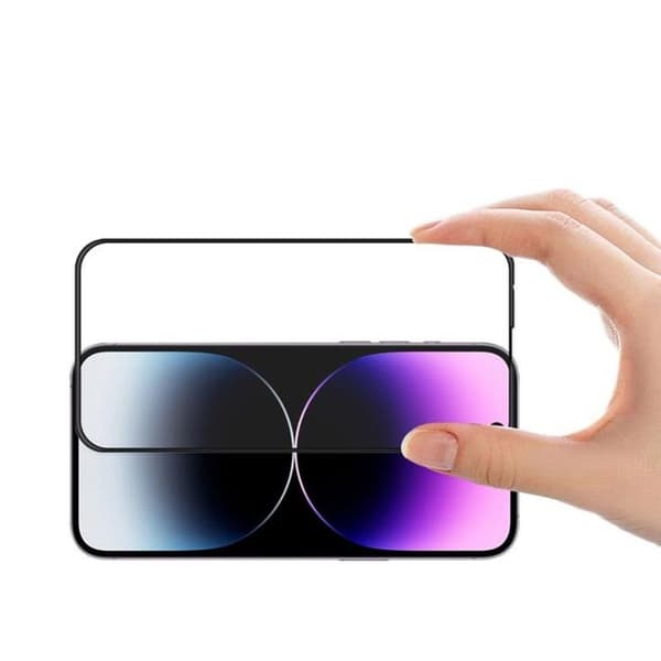 Skärmskydd iPhone 15 Pro Max - 3D Härdat Glas Svart (miljö)