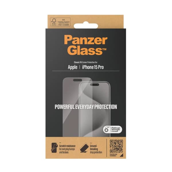 PanzerGlass™ | Skärmskydd - Classic-Fit | Apple iPhone 15 Pro