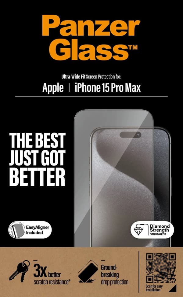 PanzerGlass™ | Skjermbeskytter - Ultra-Wide Fit | Apple iPhone 15 Pro Max