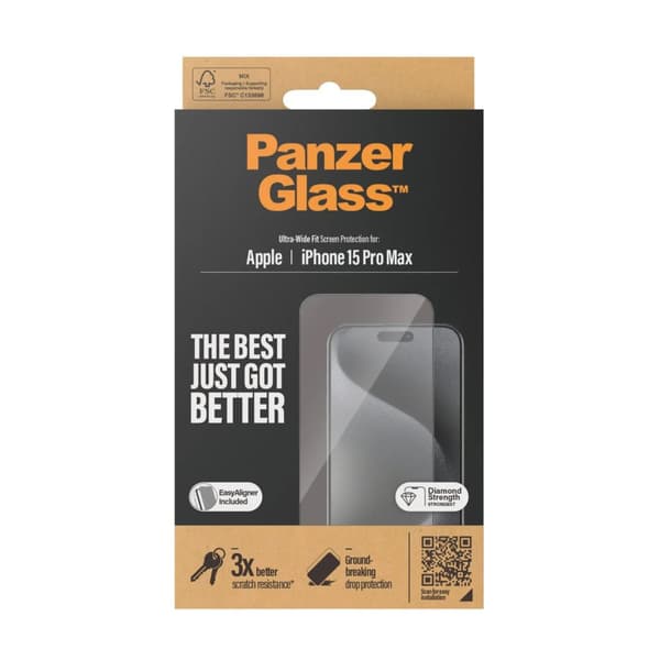 PanzerGlass™ | Skjermbeskytter - Ultra-Wide Fit | Apple iPhone 15 Pro Max