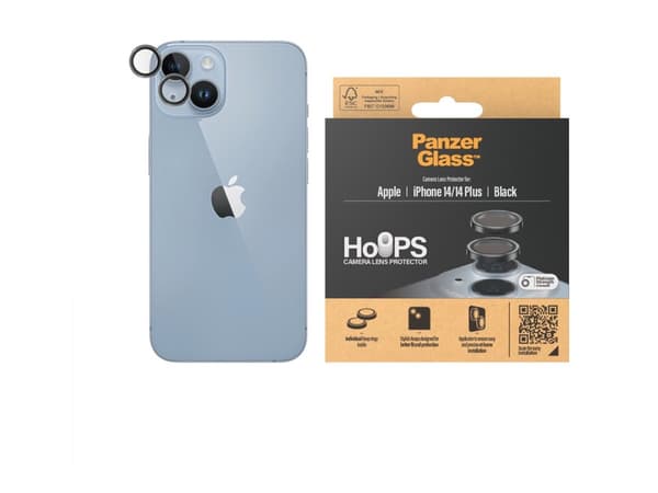 PanzerGlass - Linsebeskytter for mobiltelefon - svart - for Apple iPhone 14, 14 Plus