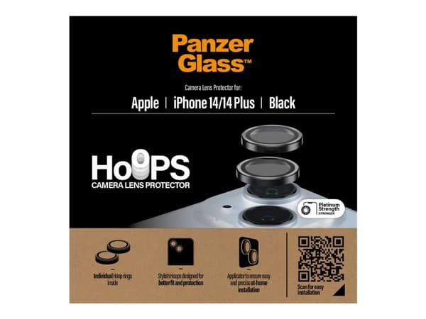 PanzerGlass - Linsebeskytter for mobiltelefon - svart - for Apple iPhone 14, 14 Plus