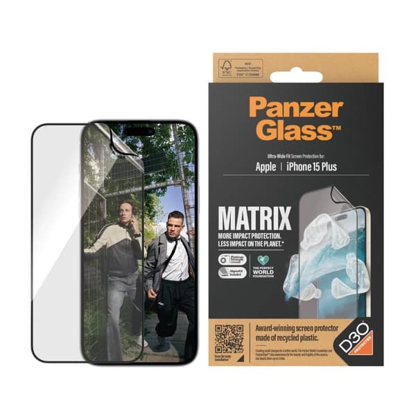 PanzerGlass™ | Ultra-Wide Fit - Näytön suojaus matkapuhelimelle - Matrix Protection | Apple iPhone 15 Plus