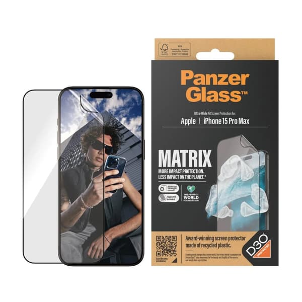 PanzerGlass™ | Ultra-Wide Fit - Näytön suojaus matkapuhelimelle - Matrix Protection | Apple iPhone 15 Pro Max