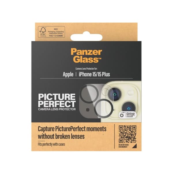 PanzerGlass™ | PicturePerfect - Objektiv skydd för mobiltelefon - ramfarve sort | Iphone 15/15 Plus