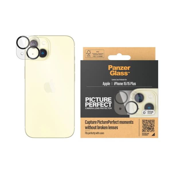 PanzerGlass™ | PicturePerfect - Objektiv skydd för mobiltelefon - ramfarve sort | Iphone 15/15 Plus