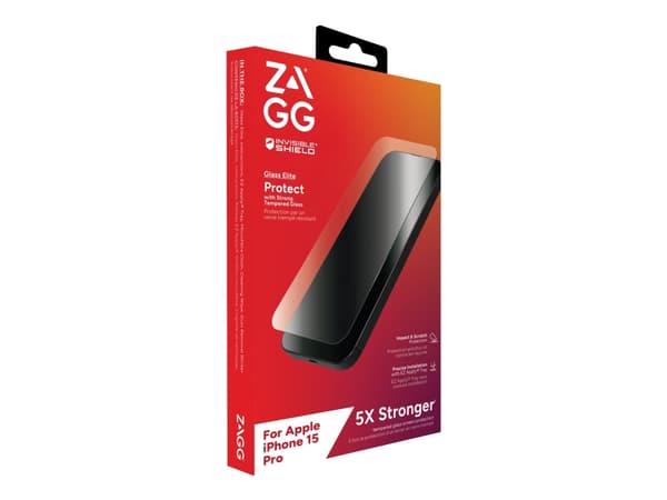 ZAGG InvisibleShield Glass Elite - Skjermbeskyttelse for mobiltelefon - glass - for Apple iPhone 15 Pro