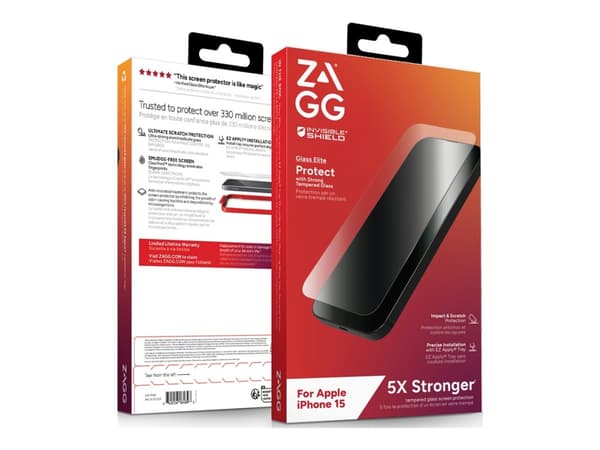 ZAGG InvisibleShield Glass Elite - Skärmskydd för mobiltelefon - glas - för Apple iPhone 15