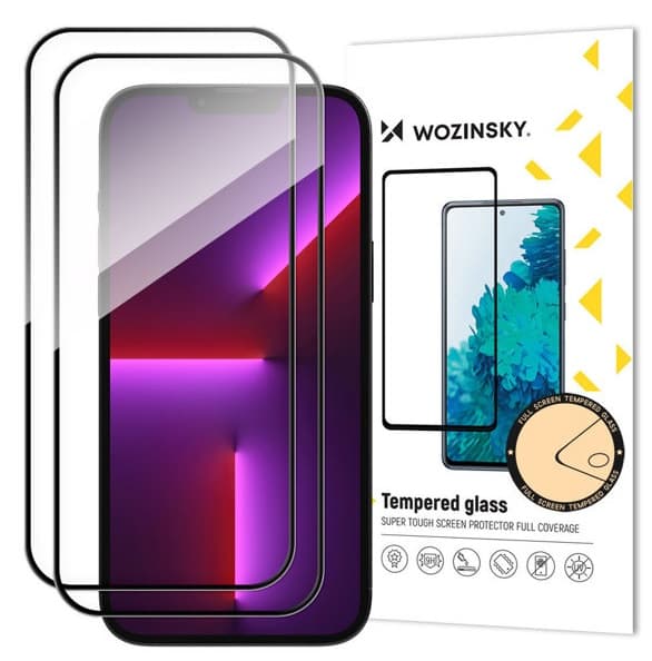 Skärmskydd iPhone 15 Härdat Glas Wozinsky Svart Ram 2-PACK