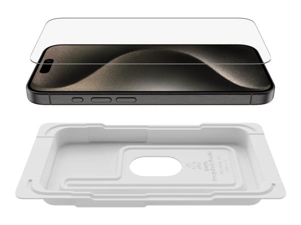 Belkin ScreenForce UltraGlass 2 - Skärmskydd för mobiltelefon - 9H, behandlat - glas - för Apple iPhone 15 Pro
