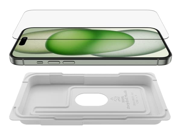 Belkin ScreenForce - Skärmskydd för mobiltelefon - härdat glas, behandlat - glas - för Apple iPhone 15 Plus