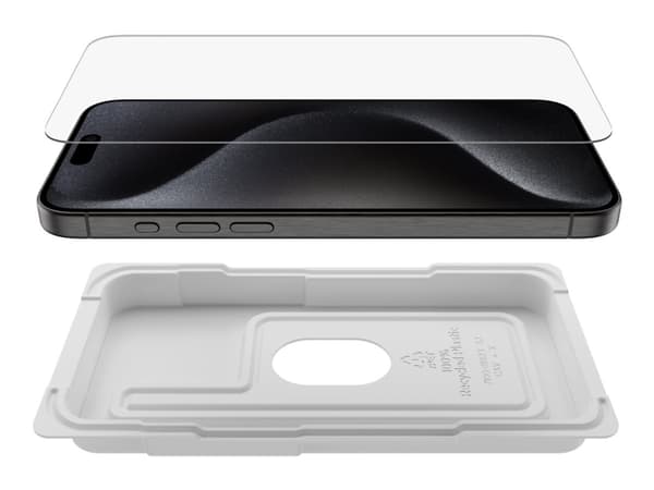 Belkin ScreenForce - Skjermbeskyttelse for mobiltelefon - herdet glass, behandlet - glass - for Apple iPhone 15 Pro Max