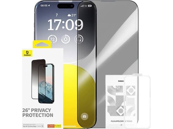 Baseus Diamond -yksityisyyden suojaava karkaistu lasi iPhone 15 Pro Maxille