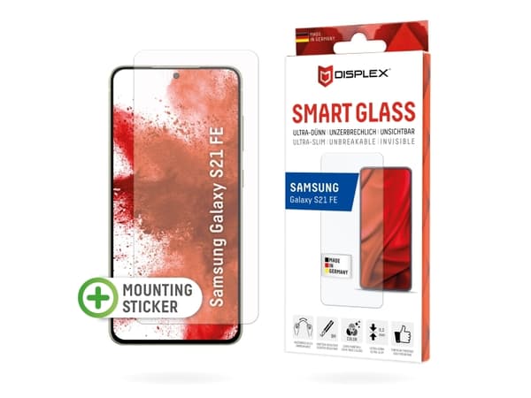 Displex 01641, Samsung, Galaxy S21 FE, Tørr påføring, Slagbestandig, Ripebestandig, Støvresistent, Gjennomsiktig, 1 stykker