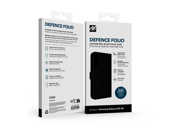 iFrogz Defence - Vikbart fodral för mobiltelefon - läder - svart - för Samsung Galaxy A34 5G