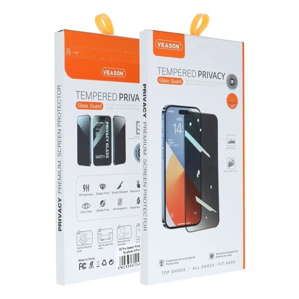 Veason iPhone 14 Pro Härdat Glas Skärmskydd 6D Pro Privacy