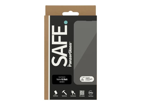 SAFE. by PanzerGlass - Skjermbeskyttelse for mobiltelefon - ultrabred passform - glass - rammefarge svart - for Realme 10