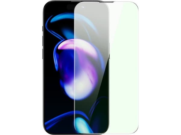 Baseus Anti Blue Light 0,3 mm härdat glas Apple iPhone 14 Pro med dammfilter + monteringsram