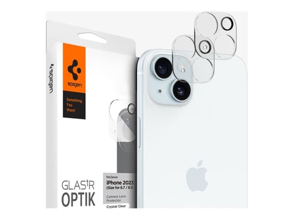 Spigen GLAS.tR Optik - Linsebeskytter for mobiltelefon - glass - krystallklar (en pakke 2) - for Apple iPhone 15 Plus