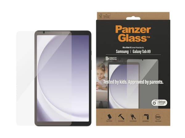 PanzerGlass™?-näytönsuoja Samsung Galaxy Tab A9 | Ultra-Wide Fit, karkaistu lasi, polyeteenitereftalaattikalvo (PET), 30 g, 1 kpl
