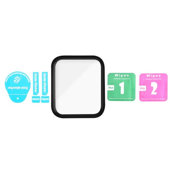Skärmskydd Apple Watch Series 7 41mm - Härdat Glas Svart