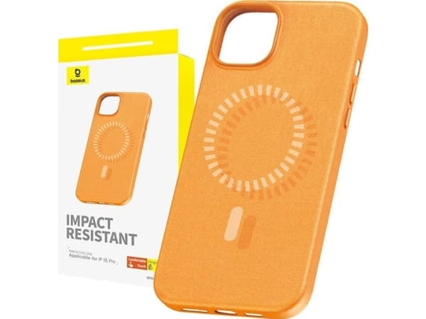 Baseus Fauxther Series Magnetic Phone Case for iPhone 15 Pro (Orange)