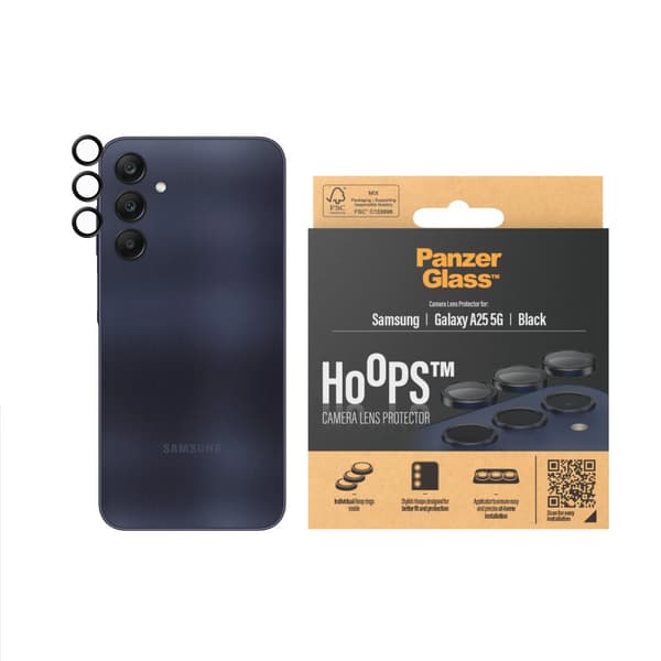 PanzerGlass Hoops - Linsskydd för mobiltelefon - svart - för Samsung Galaxy A25