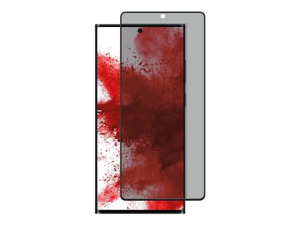 DISPLEX Real Glass - Skjermbeskyttelse for mobiltelefon - tempered glass - glass - med personvernsfilter - 2-veis - klebemiddel - rammefarge svart - Sort, Gjennomsiktig