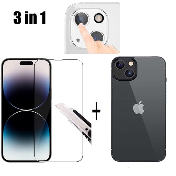 iPhone 15 - 3in1  Fram- & Baksida & Kameralinsskydd 0,3mm
