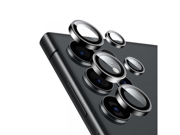 Crong Härdat glas för kameralinsen på Samsung Galaxy S24 Ultra sort