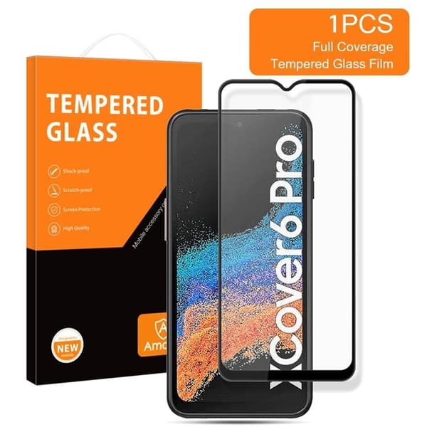 [1-PACK] AMORUS Galaxy Xcover 6 Pro Härdat Glas Skärmskydd Full Glue - Svart
