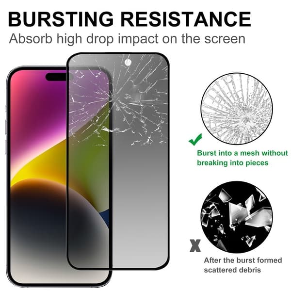 BOOM [2-Pack] iPhone 15 Pro Härdat Glas Skärmskydd Privacy - Svart