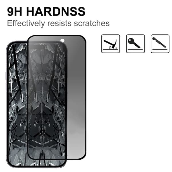 BOOM [2-Pack] iPhone 15 Pro Härdat Glas Skärmskydd Privacy - Svart