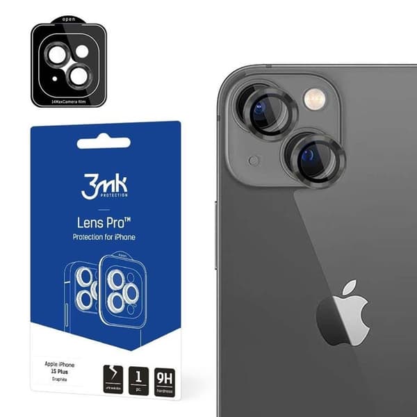 3MK iPhone 15 Plus Pro - Graphite   Kameralinskydd