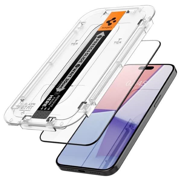 Spigen iPhone 15 Plus Härdat Glas Skärmskydd 'EZ' Fit - Svart